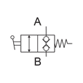 Hydraulic symbol lever operated two-ways directional valve