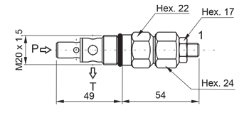 Relief valve M20x1,5 dimensions
